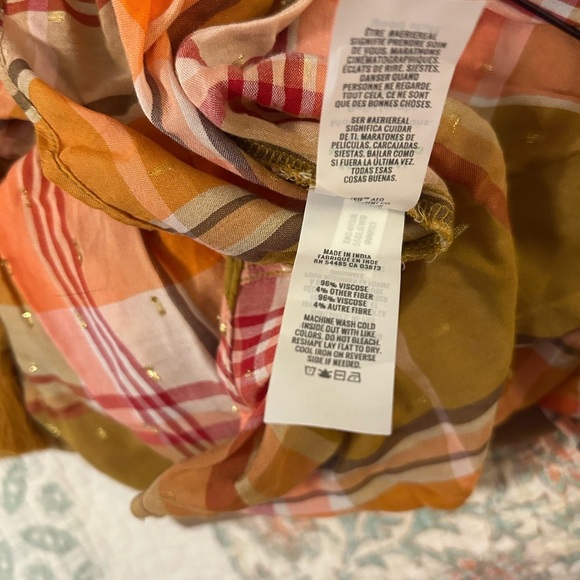 NWT Aerie Plaid Ruffle Halter Mini Dress Size Small Spring Plaid with Gold Dots. - Picture 12 of 12